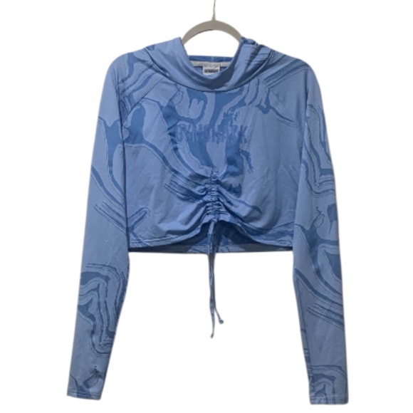 Gymshark Power Pullover Blue Cropped Hoodie Medium M - Picture 5 of 8